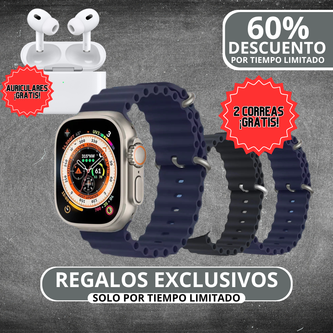 SmartWatch ULTRA PRO + 2 Correas y Auriculares Pro ¡GRATIS! | Edición Especial