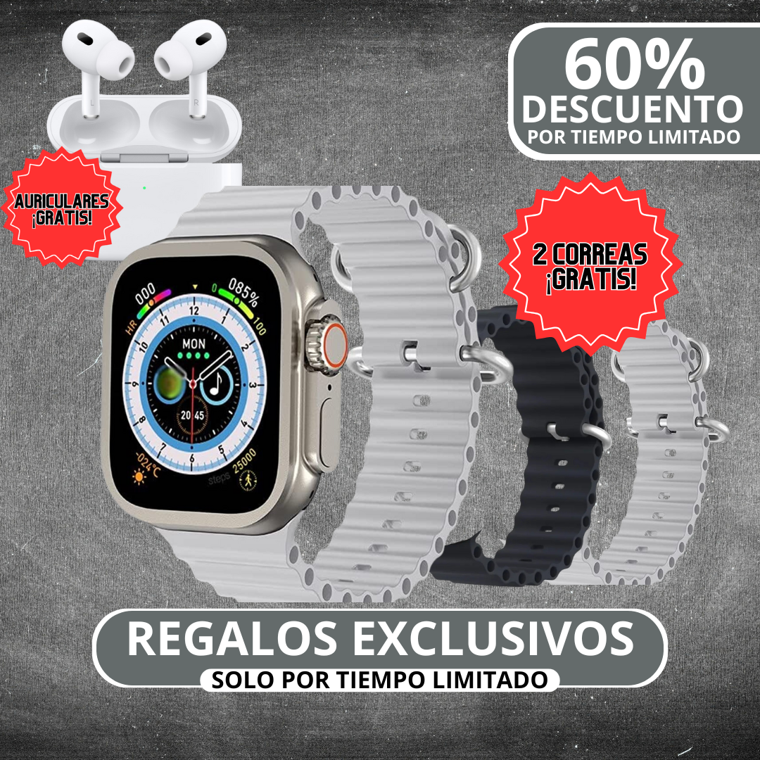 SmartWatch ULTRA PRO + 2 Correas y Auriculares Pro ¡GRATIS! | Edición Especial