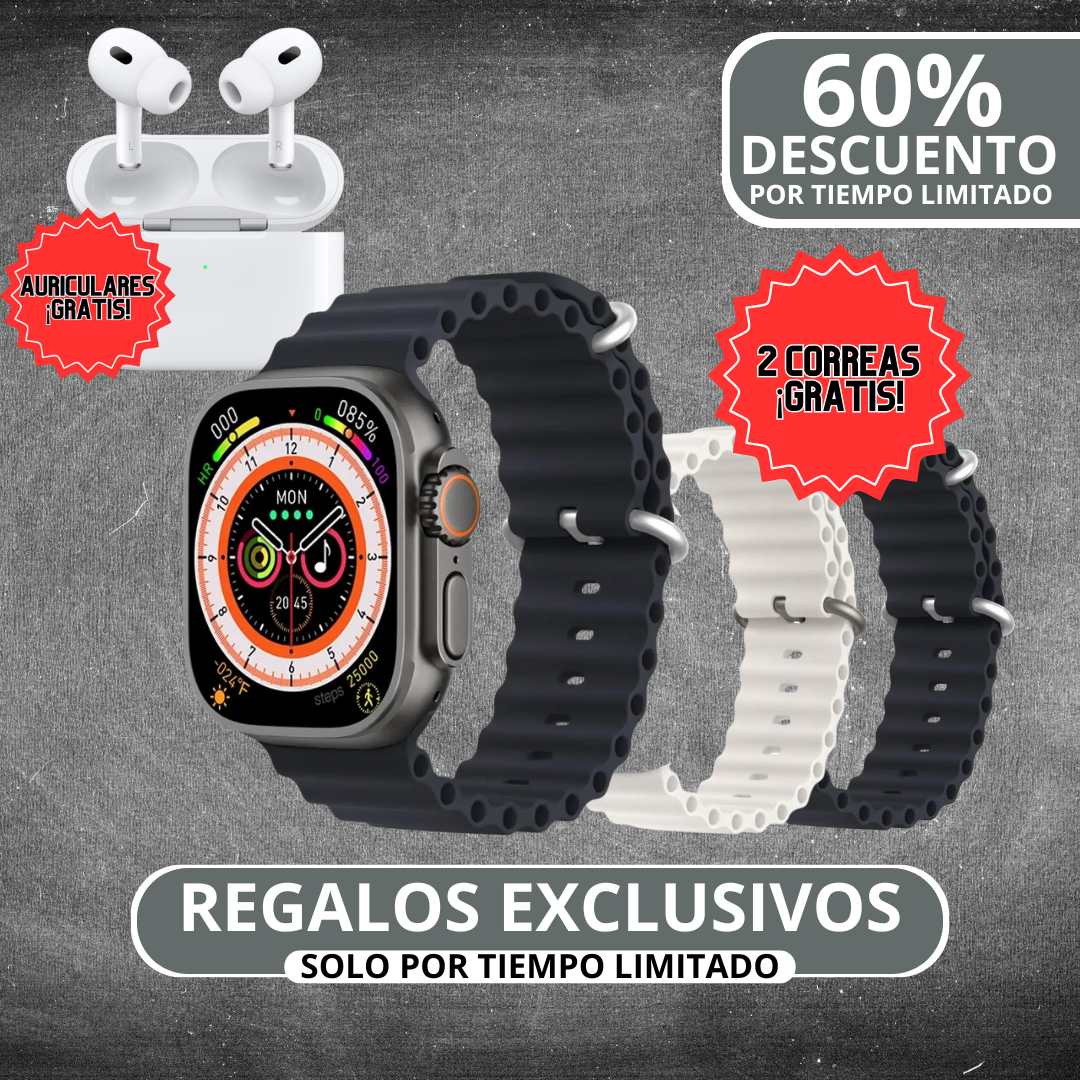 SmartWatch ULTRA PRO + 2 Correas y Auriculares Pro ¡GRATIS! | Edición Especial